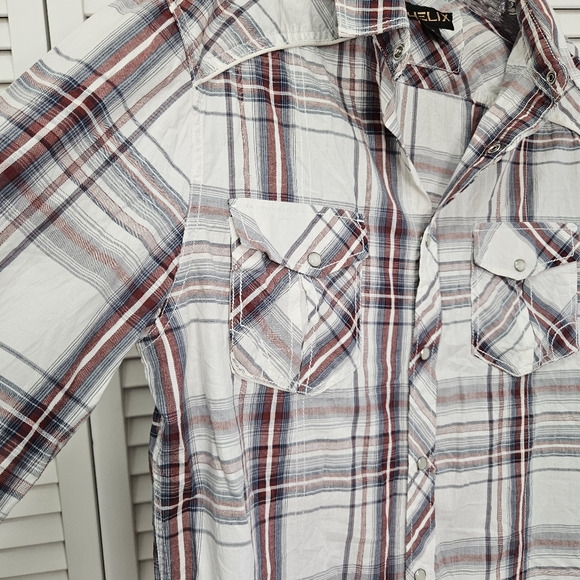 Men's Collared Long Sleeve Embroidered Pearl Snap Shirt Size Medium - Picture 4 of 10